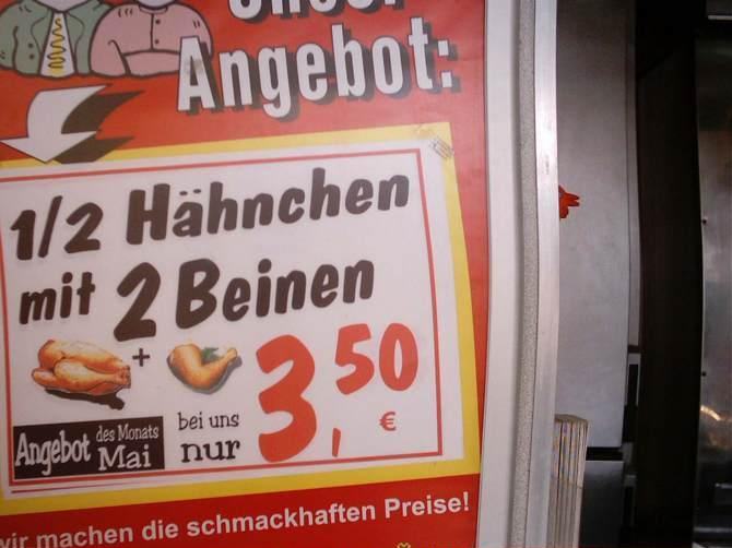 Angebot halbes Hänchen mit zwei Beinen