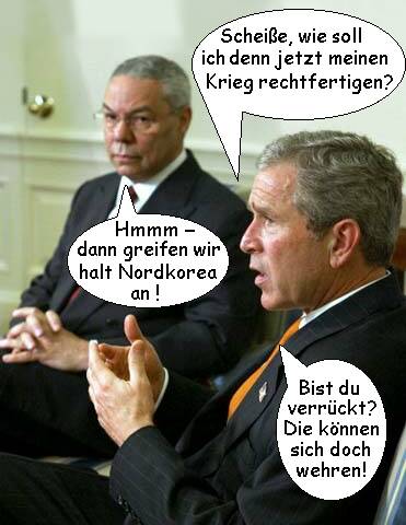 George Bush und Colin Powell beraten ihre Kriegstaktik