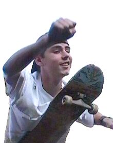 Sven, der künftige Verkehrsminister. Verkehrsminister Sven fliegt auf dem Skateboard
